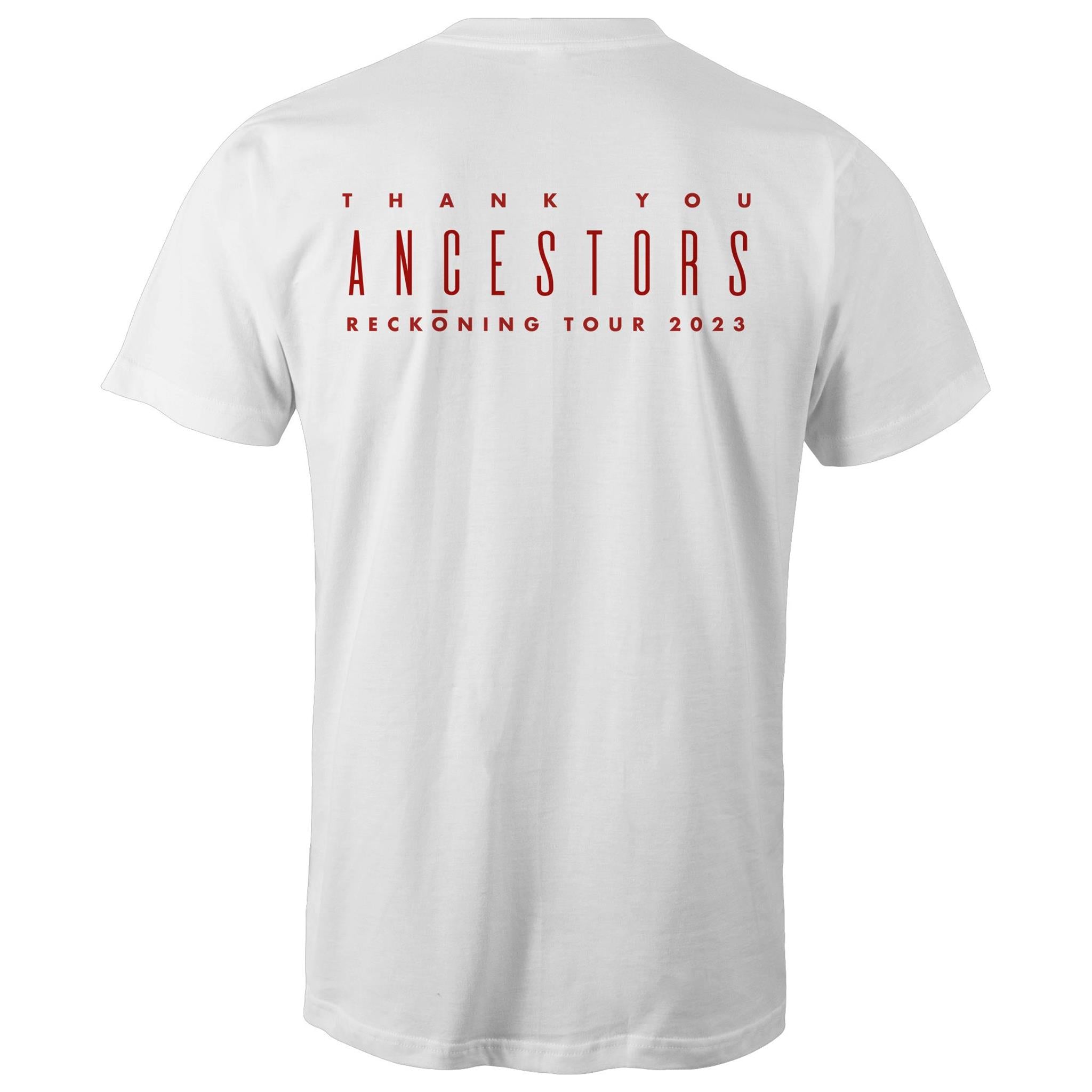 RECKŌNING Tour 2023-Red Text (larger size range)- Mens T-Shirt